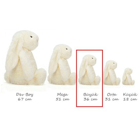 Jellycat Bashful Gri Tavşan Büyük Boy 36 cm