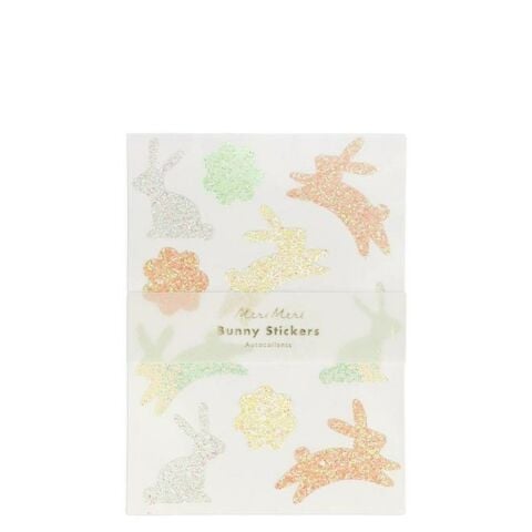 Meri Meri - Glitter Bunny Sticker Sheets - Simli Tavşan Çıkartmalar