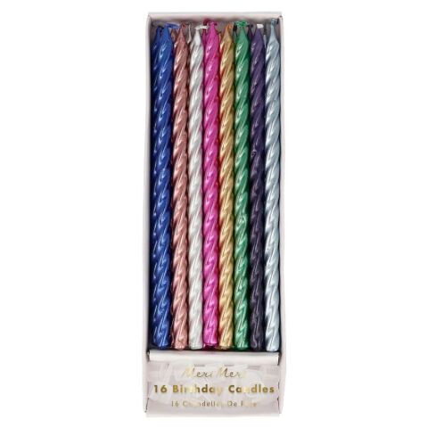 Meri Meri - Multi Metallic Twisted Candles - Metalik Mumlar