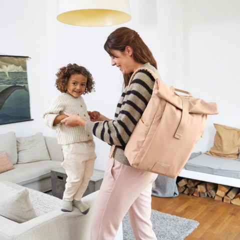 Lassig Rolltop Up Bebek Bakım Sırt Çantası Peach Rose