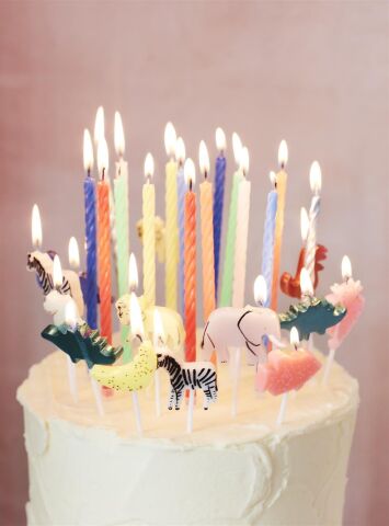 Meri Meri - Multi Neon Twisted Candles - Neon Mumlar