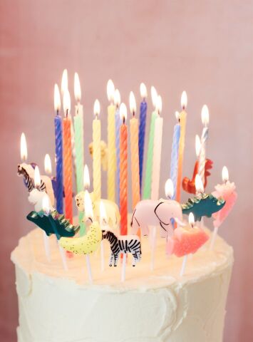 Meri Meri - Multi Neon Twisted Candles - Neon Mumlar