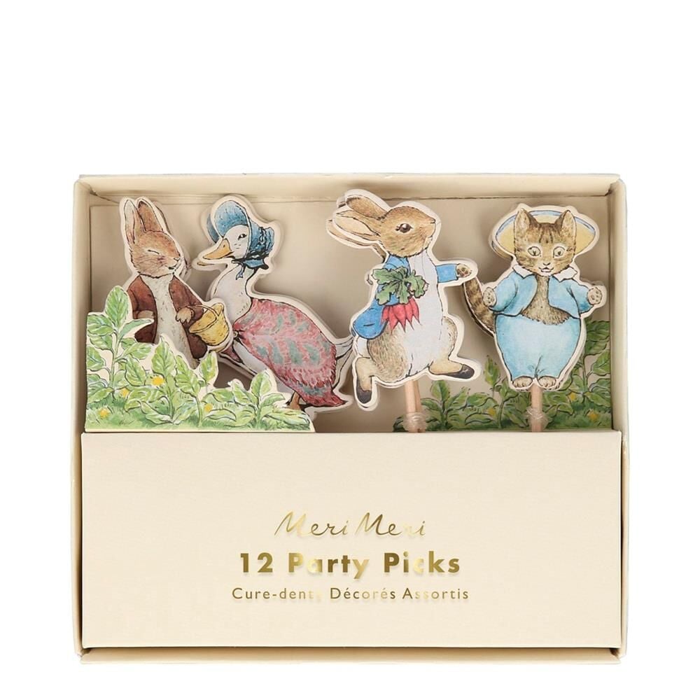 Meri Meri - Peter Rabbit & Friends Party Picks - Peter Rabbit & Friends Parti Çubukları - 12'Li