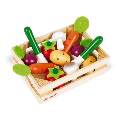 Janod 12 Parça Ahşap Sebze Kasası - 12 Vegetables Crate (wood)
