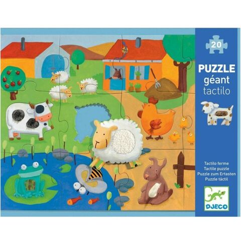 Djeco Dev Puzzle 20 Parça / Tactilo Farm Puzzle