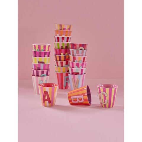 Rice - Melamin Çizgili Bardak - Pembe C