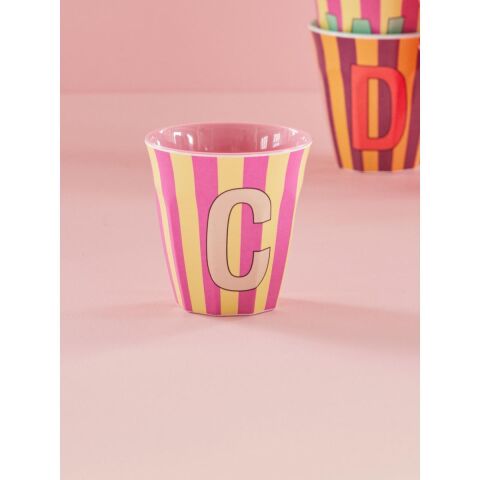 Rice - Melamin Çizgili Bardak - Pembe C