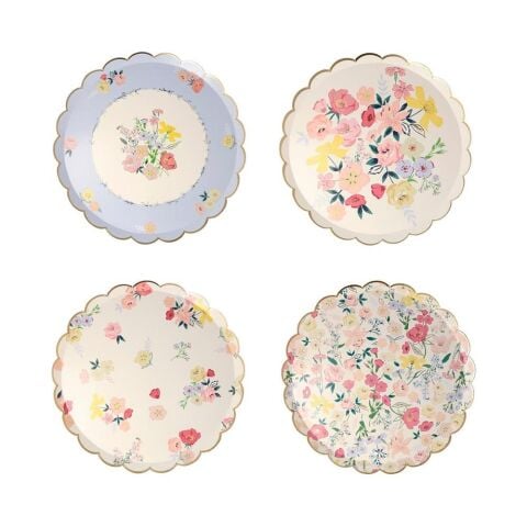 Meri Meri - English Garden Plates - English Garden Tabak - S - 8'Li