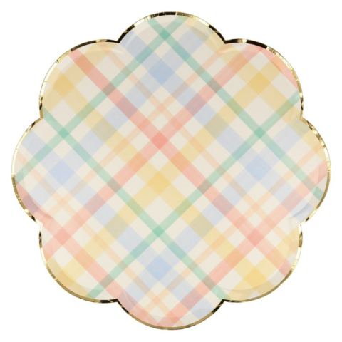 Meri Meri - Spring Plaid Dinner Plates - Bahar Yeri Tabaklar - L - 8'Li