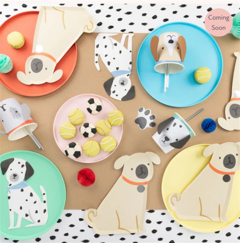 Meri Meri - Pug Plates - Yavru Köpek Tabaklar - 8'li