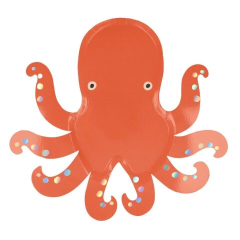 Meri Meri - Octopus Plates - Ahtapot Tabaklar - 8'Li