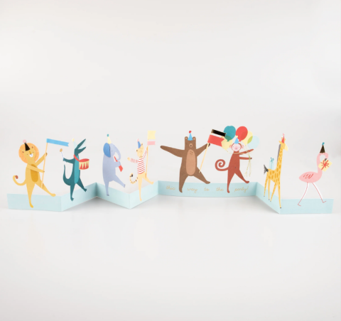 Meri Meri - Animal Parade Concertina Card - Hayvanlar Geçit Töreni Tebrik Kartı